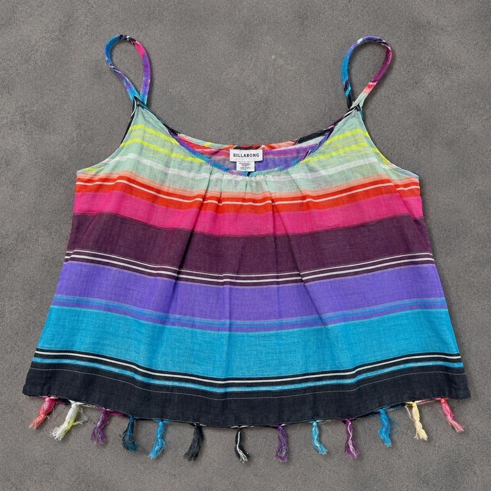 Billabong NWT striped fringe cami tank top size medium